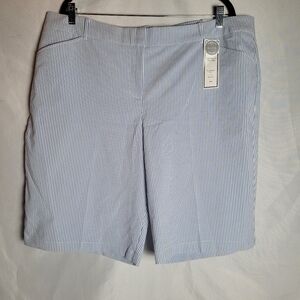 NWT Charter Club Blue White Seersucker Nautical Beachy Classic Fit Bermuda Short